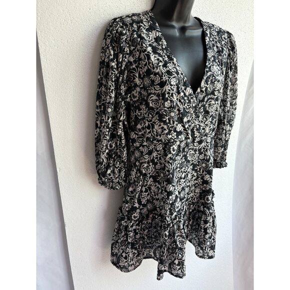 Olivaceous NWT Floral Cottagecore Mini Flare Dress Puff Sleeve Coquette Girly L - Picture 4 of 11